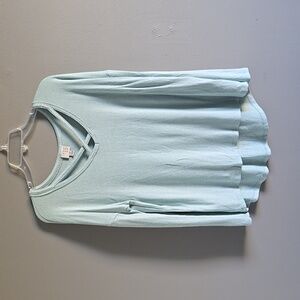 Soft light blue cross neck long sleeve